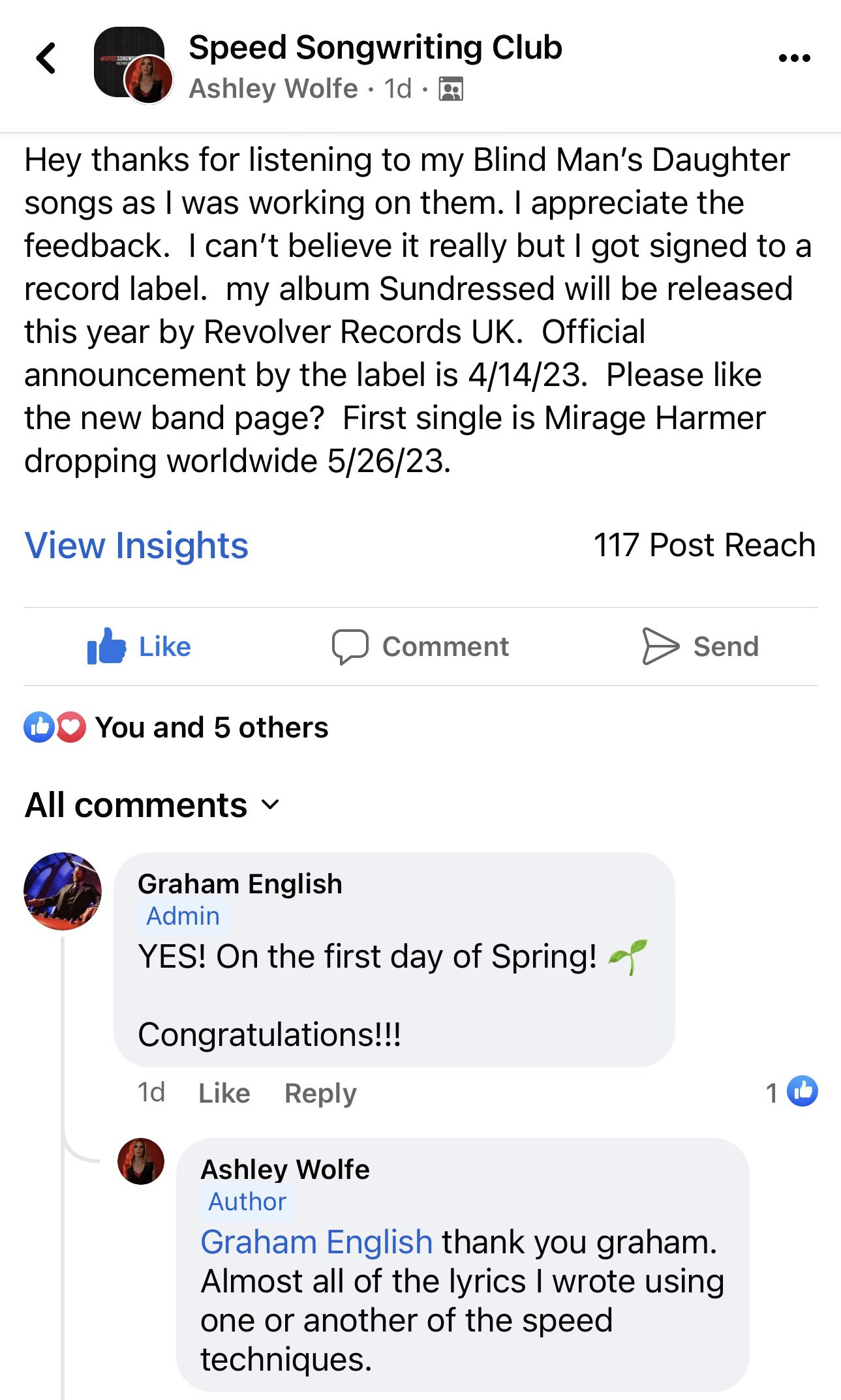 Ashley Wolfe - Speed Songwriting Club Success Story