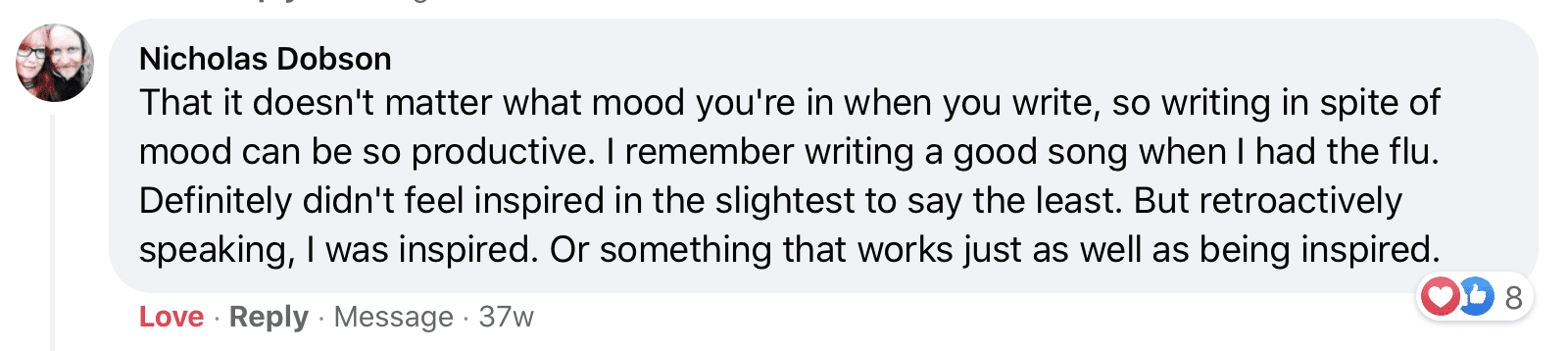 Nicholas Dobson Comment
