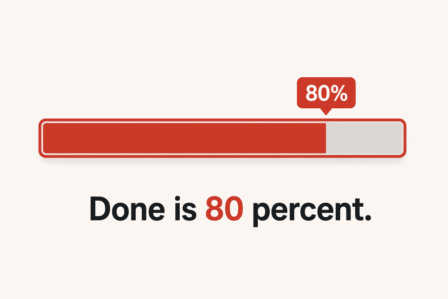 Done is 80 percent